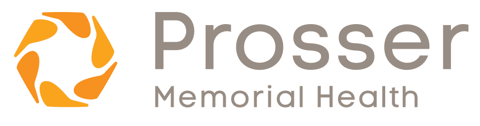 Prosser Memorial Health logo, orange icon with text